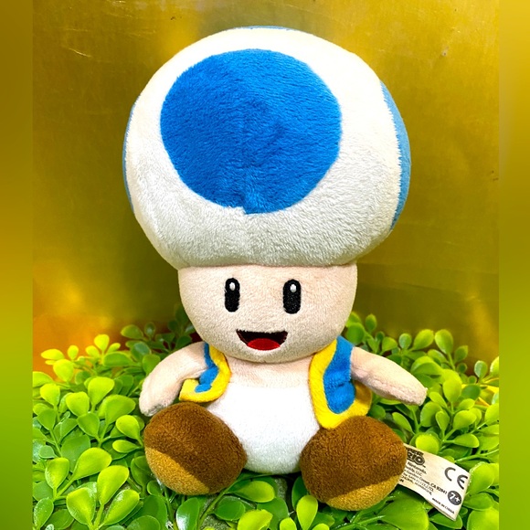 SUPER MARIO NINTENDO VTG 2010 COLlECTIBLE BLUE TOAD PLUSH LITTLE BUDDIE 7” - Picture 3 of 9